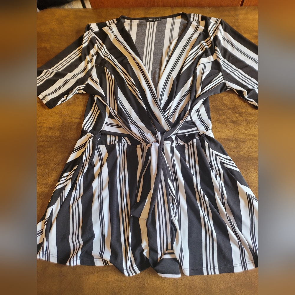 LANE Bryant Black and white striped top